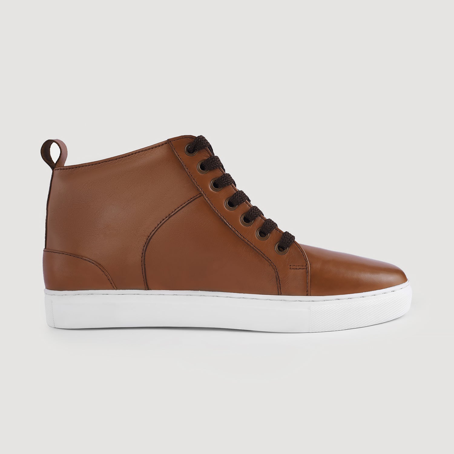 Marty High Top Pull-up Brown Leather Sneakers